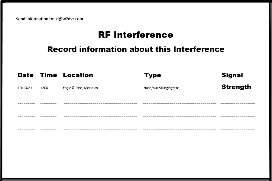 RF Interference Form